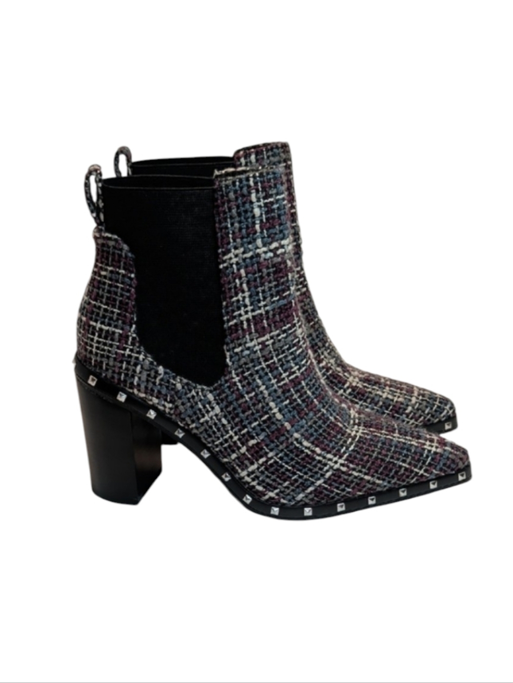 Charles By Charles David Dodger Tweed Studded Ankle Boots Size 6.5